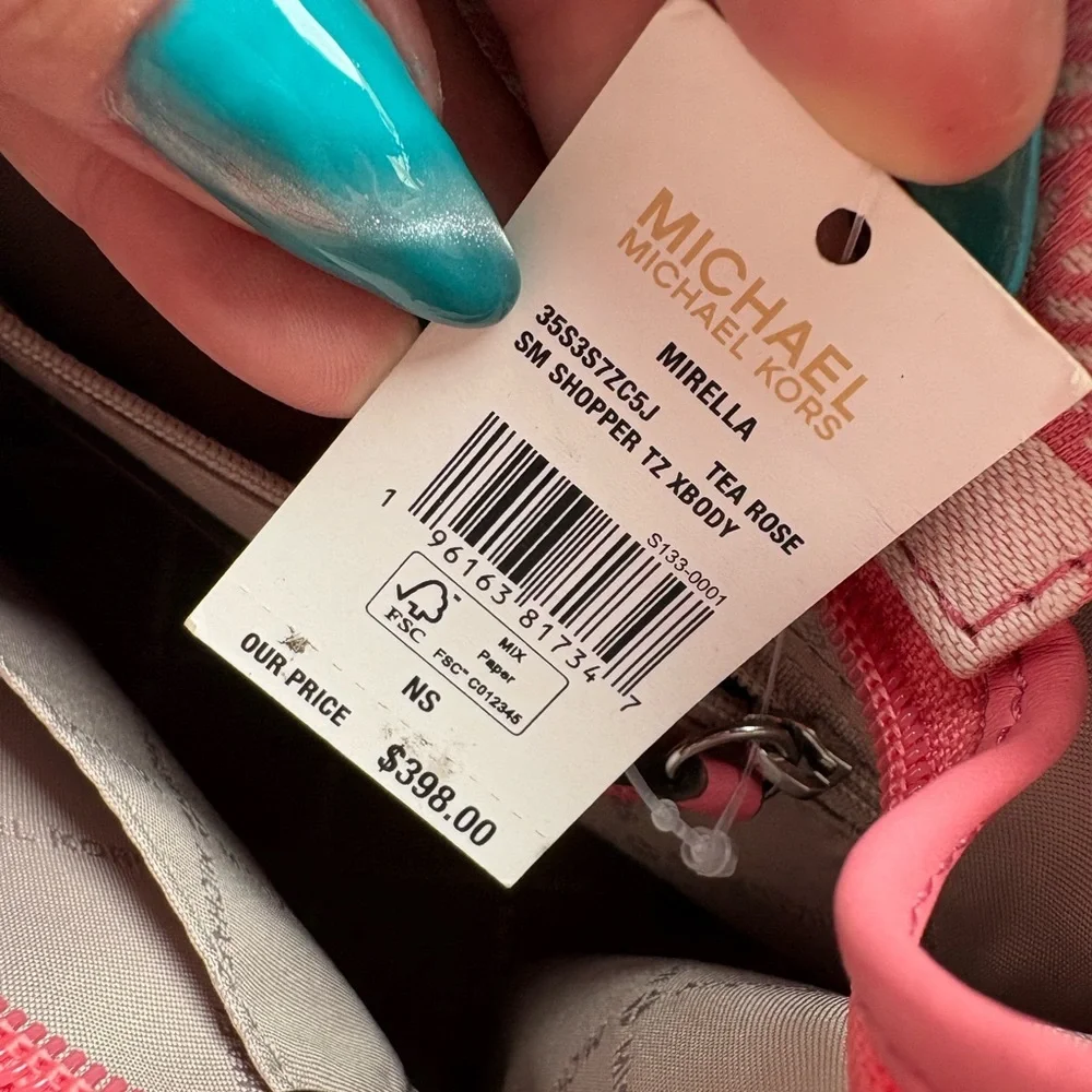 Michael Kors Pink and Cream Logo Satchel